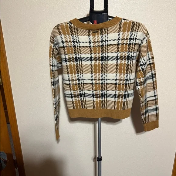 Dickies Plaid Crew Neck Sweater -‎ Brown, White, and Black - Picture 4 of 6